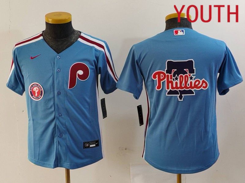 Youth Philadelphia Phillies Blank Blue Throwback 2024 Nike MLB Jersey style 6